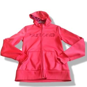Burton Size M Coral and Maroon Fleece Lined Full Zip Sweater